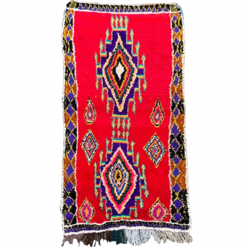 Petit tapis en laine Boucherouite coloré réversible n°33